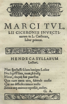 Invectivarum in Catilinam liber I