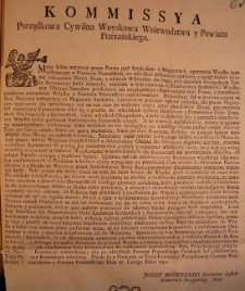 Kommissya porządkowa cywilno wojskowa woiew&oacute;dztwa y powiatu poznańskiego