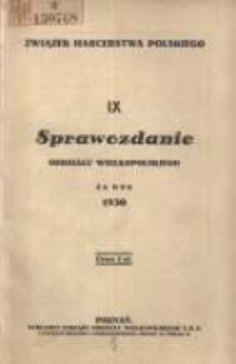 Sprawozdanie Oddziału Wielkopolskiego za rok 1930