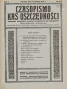 Czasopismo Kas Oszczędności: miesięcznik poświęcony sprawom Komunalnych Kas Oszczędności: organ urzędowy i publikacyjny Komunalnego Związku Kredytowego i Komunalnego Banku Kredytowego w Poznaniu 1930.09.01 R.5 Nr8/9