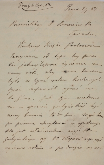 List J&oacute;zefa Mycielskiego do O. Braniewskiego z 4.I.1884