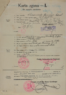 Karta zgonu Stanisława Szczanieckiego