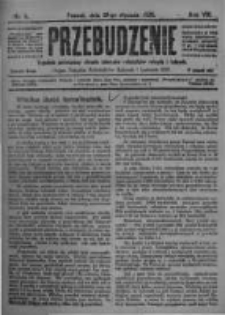 Przebudzenie: tygodnik poświęcony obronie interes&oacute;w robotnik&oacute;w rolnych i leśnych. Organ Związku Robotnik&oacute;w Rolnych i Leśnych ZZP. 1926.01.28 R.8 Nr4
