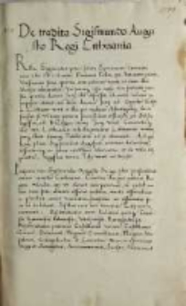 De traditia Sigismundo Augusto Regi Lithuania