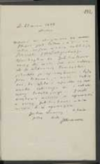 List J&oacute;zefa Ignacego Kraszewskiego do Wawrzyńca Benzelstjerny-Engestr&ouml;ma z 21 marca 1884 roku