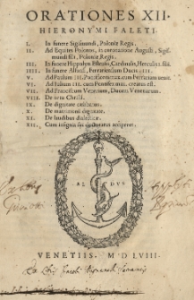 Orationes XII Hieronymi Faleti...