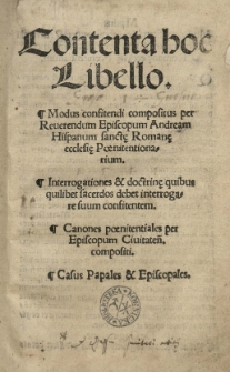 Contenta hoc libello. Modus confitendi compositus per [...] Andream Hispanum