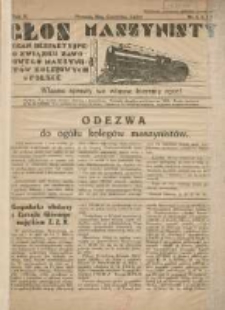 Głos Maszynisty: organ Bezpartyjnego Związku Zawodowego Maszynist&oacute;w Kolejowych w Polsce 1931 maj, czerwiec, lipiec R.2 Nr5,6,7
