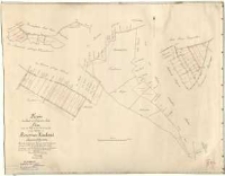 Kopie der Karte mit folgendem Titel: Plan von den Abfindungs-L&auml;ndereien f&uuml;r einige Wirthe von Borowcer-Hauland Kreises Schrimm [...]. Aus den [...] Charten [...] von Ziehlke. [...] Angefertigt [...] durch Liedtke [...]. Gepr&uuml;ft [...] Heidelich.