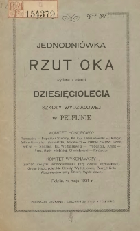 Jednodni&oacute;wka Rzut oka wydana z okazji dziesięciolecia Szkoły Wydziałowej w Pelplinie