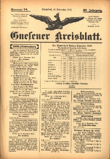 Gnesener Kreisblatt 1913.09.13 Jg.62 Nr74
