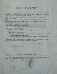 Rząd Narodowy [Inc.:] Rząd Narodowy, wziąwszy w ręce kierunek walki, tocząc&eacute;j się z nieprzyjacielem [...]