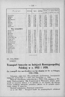Transport towar&oacute;w na kolejach Rzeczypospolitej Polskiej w r. 1922 i 1928