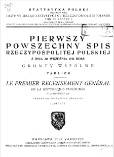 Pierwszy powszechny spis Rzeczypospolitej Polskiej z dnia 30 września 1921 roku : Grunty wsp&oacute;lne : Tablice