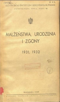 Małżeństwa, urodzenia i zgony 1931, 1932