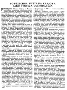 Powszechna Wystawa Krajowa jako synteza gospodarcza