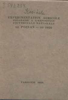 Experimentation agricole polonaise &agrave; l'Exposition Universelle Nationale de Poznań de 1929