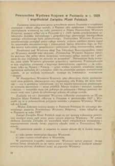 Powszechna Wystawa Krajowa w Poznaniu w r. 1929 i wsp&oacute;łudział Związku Miast Polskich