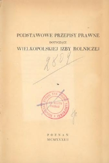 Podstawowe przepisy prawne dotyczące Wielkopolskiej Izby Rolniczej