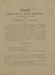 Statut Związku Obrony Kres&oacute;w Zachodnich : (członkowie i koła miejscowe)