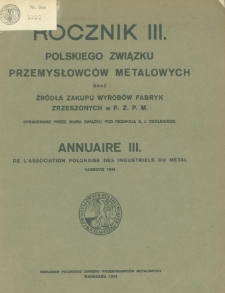 Rocznik Polskiego Związku Przemysłowc&oacute;w Metalowych 1923