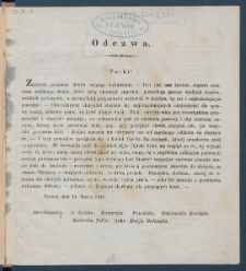 Odezwa [do Polek niosących pomoc rannym żołnierzom z powstania, Inc.] : Polki! Zabłysła pożądana chwila naszego wybawienia [...].