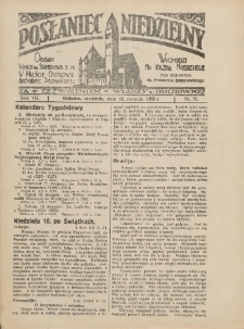 Posłaniec Niedzielny: organ Parafii św. Stanisława BM w Mieście Ostrowie Archidiec. Poznańskiej 1933.08.13 R.7 Nr33