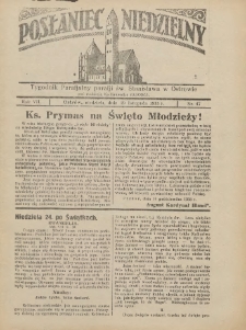 Posłaniec Niedzielny: organ Parafii św. Stanisława BM w Mieście Ostrowie Archidiec. Poznańskiej 1933.11.19 R.7 Nr47