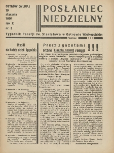 Posłaniec Niedzielny: organ Parafii św. Stanisława BM w Mieście Ostrowie Archidiec. Poznańskiej 1936.01.19 R.10 Nr3